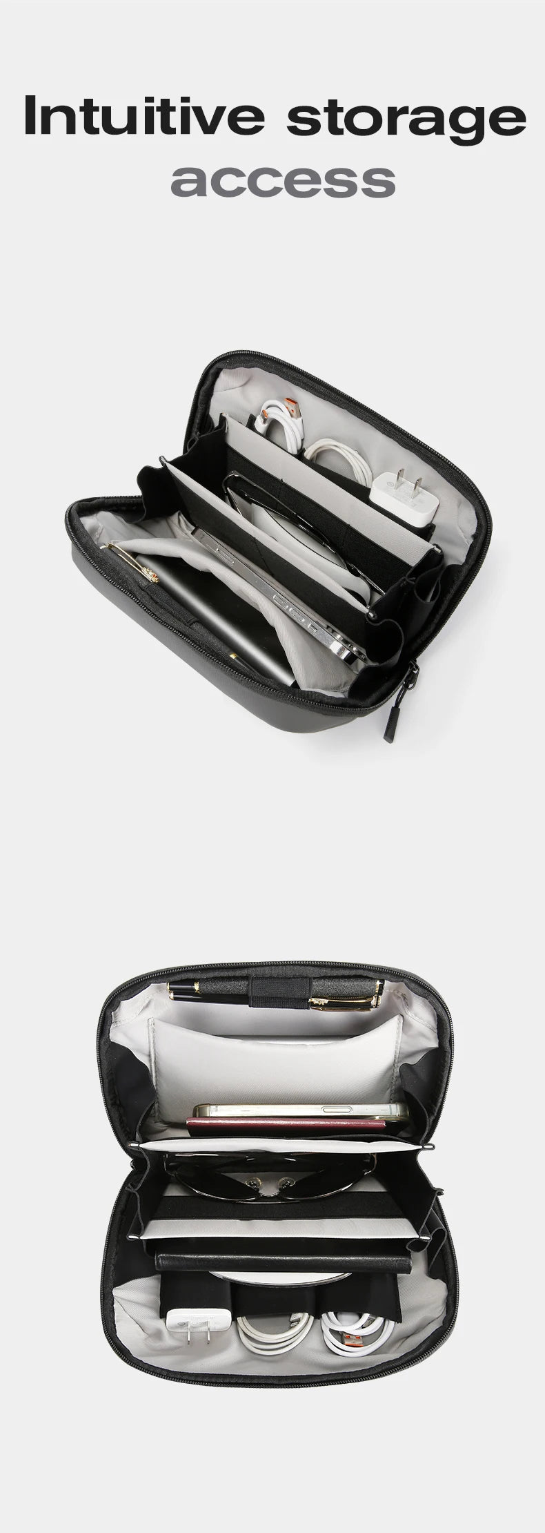 0059 BANGE Tech Pouch – Waterproof Oxford Multi-Layer Electronics Organizer Case, Portable Cable & Gadget Bag for Travel