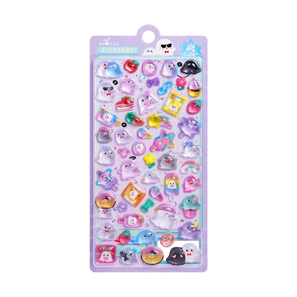 0117 Mini Japanese Style 3D Drop Relief Stickers – Cute Cartoon DIY Scrapbooking, Journaling, Stationery, Diary & School Decoration
