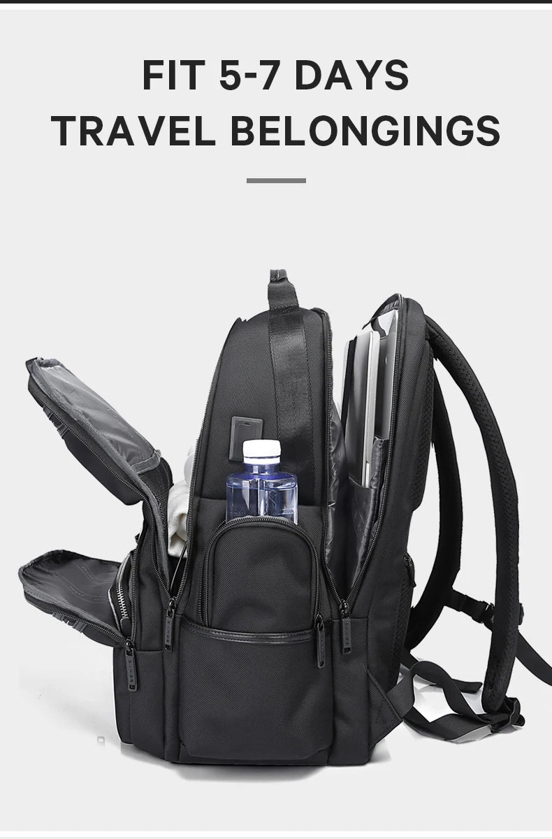 0057 BANGE Anti-Theft Laptop Backpack – Waterproof 15.6 Inch Oxford Bag with USB Charging for Men