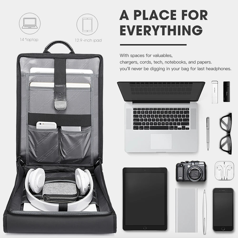 0008 BANGE Men’s Backpack – Waterproof 14.1 Inch Laptop Bag for Business, School & Travel