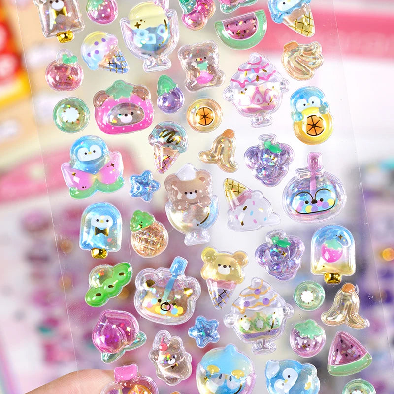 0117 Mini Japanese Style 3D Drop Relief Stickers – Cute Cartoon DIY Scrapbooking, Journaling, Stationery, Diary & School Decoration