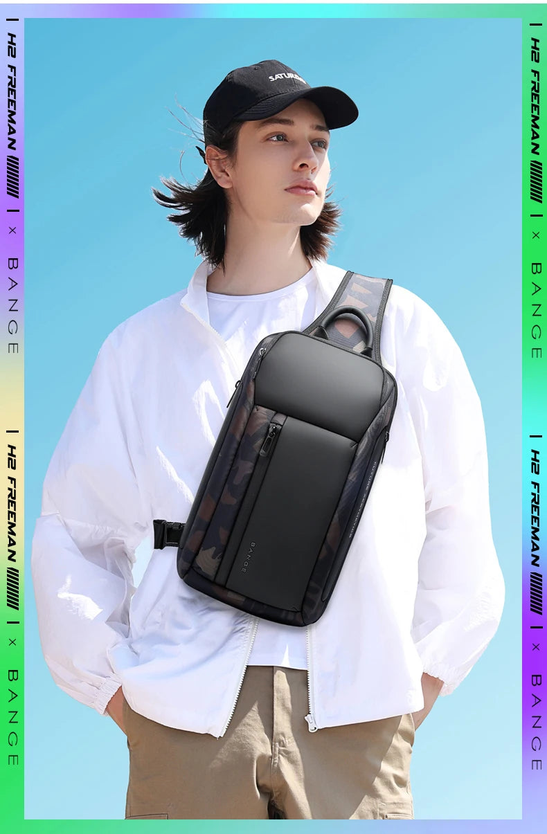 0022 BANGE Chest Bag – Waterproof Oxford Crossbody & Shoulder Satchel with Large Capacity for Men
