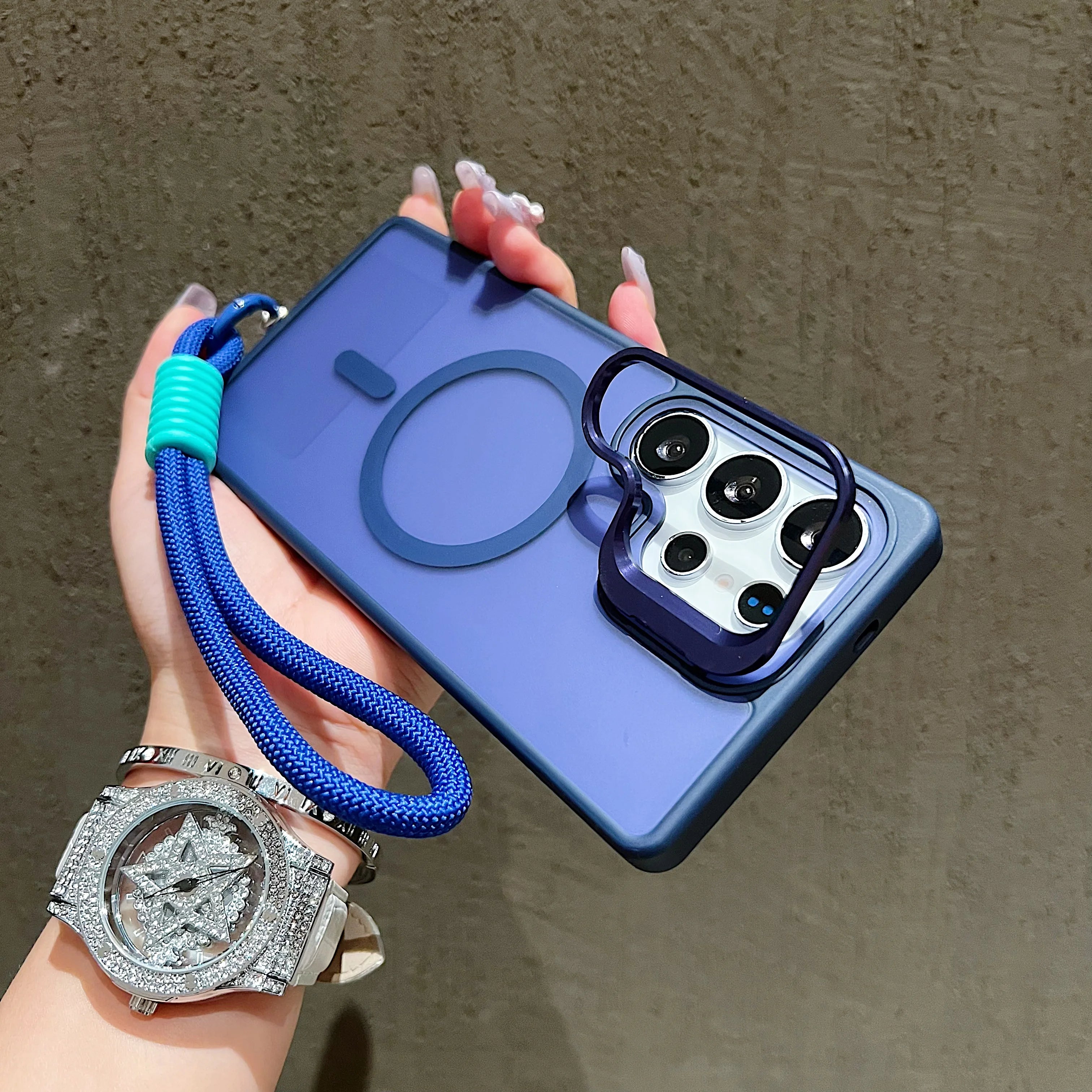 0070 Samsung Galaxy Magnetic Case – Translucent Shockproof Cover with Lanyard, Fits S26/S25/S24 Ultra, Plus, FE, A Series
