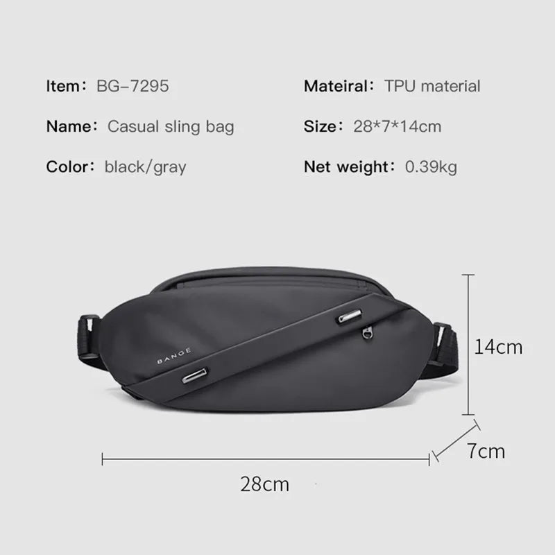 BANGE Large Capacity Waterproof Sling Bag – Multifunction Chest & Waist Pack for Men