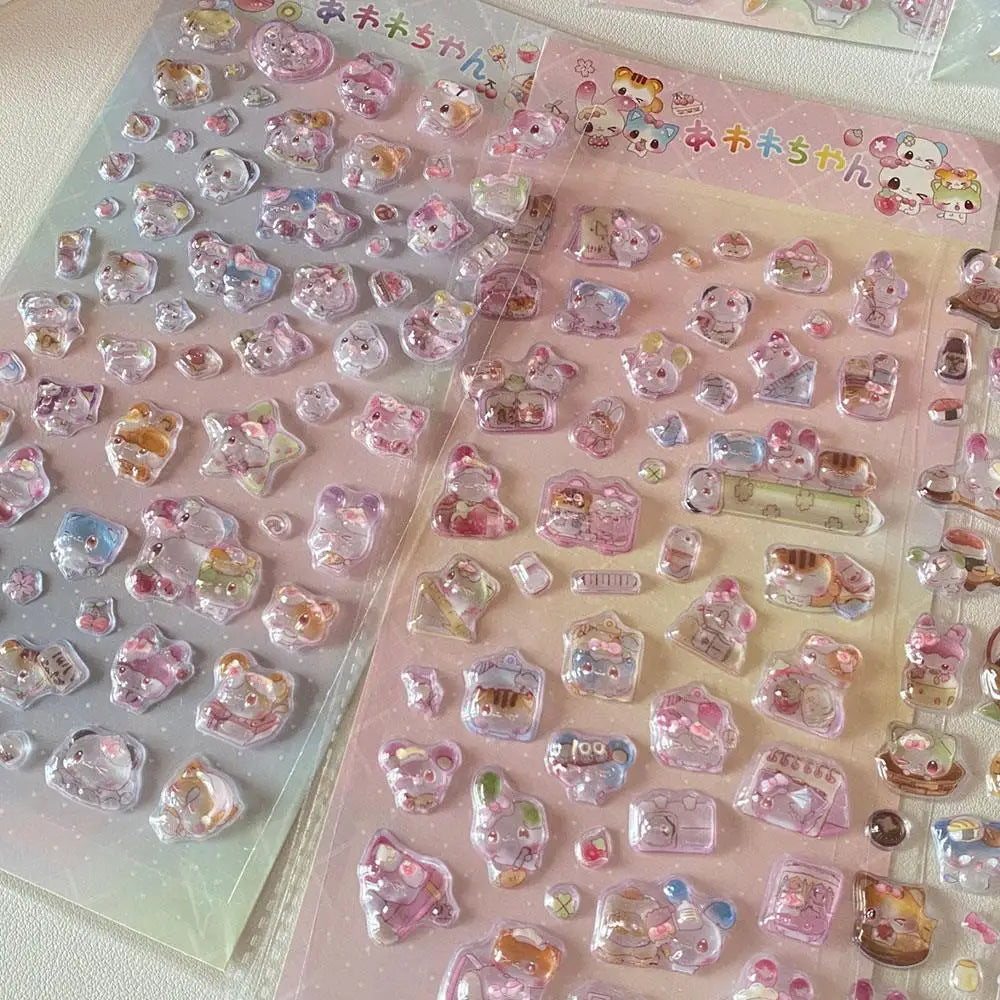 0121 3D Relief Jelly Cartoon Animal Stickers – DIY Phone Case, Diary, Scrapbook & Cute Stationery Decoration Gifts