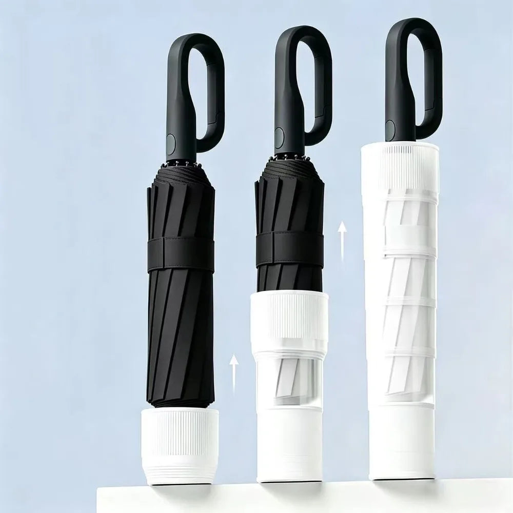 0123 Compact Leakproof Folding Umbrella with Telescoping Cover – Portable Rain Umbrella for School, Travel, Office & Student Supplies