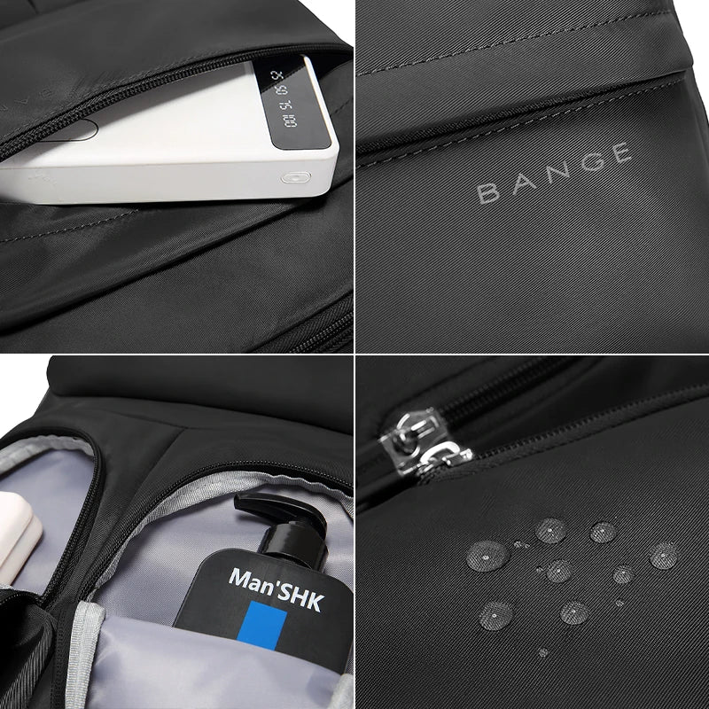 0032 BANGE Laptop Backpack – Waterproof 15.6 Inch Large Capacity Business & Travel Bag for Men & Women