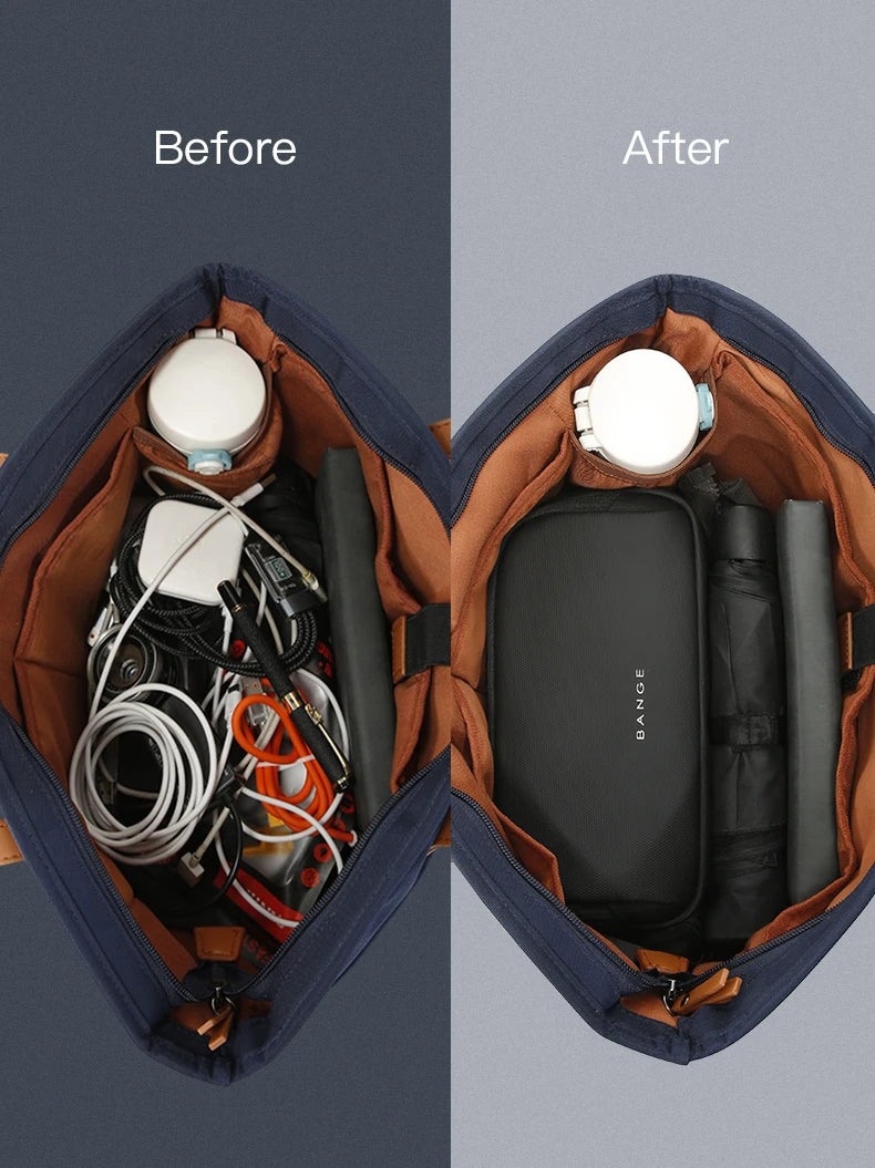 0058 BANGE Electronics Organizer – Waterproof Polyester USB Cable Storage Handbag, Travel Tech Case for Men & Women