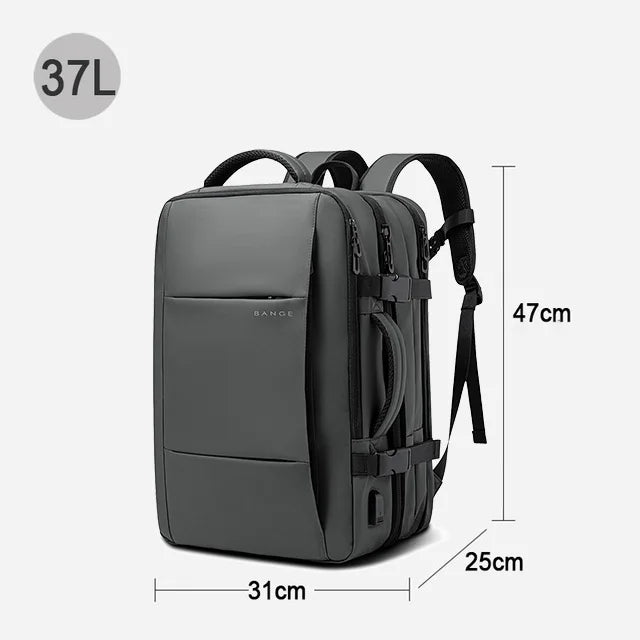0015 BANGE Expandable Backpack – Waterproof 17 Inch Laptop Bag for Men, Travel & Work