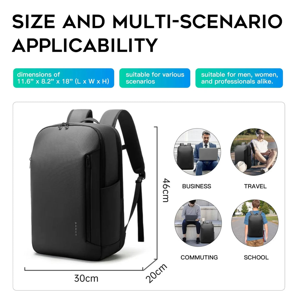0053 BANGE Casual Backpack – Waterproof 15.6 Inch Laptop Bag, Multi-Pocket Travel & School Rucksack with YKK Zippers