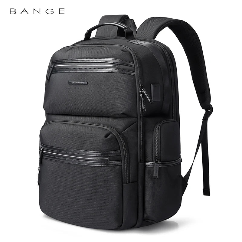 0057 BANGE Anti-Theft Laptop Backpack – Waterproof 15.6 Inch Oxford Bag with USB Charging for Men