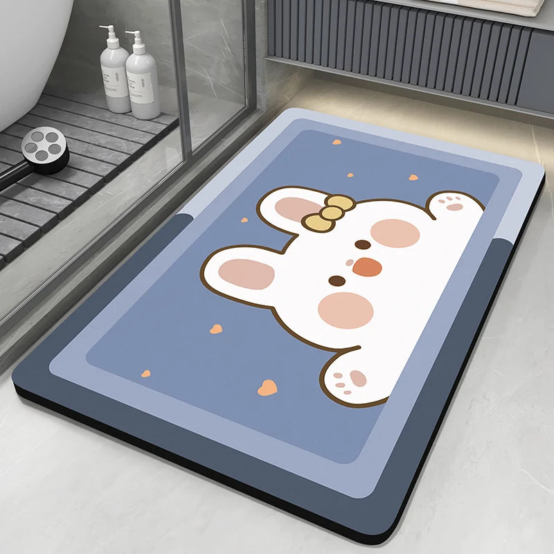 0093 Diatomaceous Earth Bath Mat – Absorbent Non‑Slip Quick Dry Bathroom Rug, Washable Toilet Pad