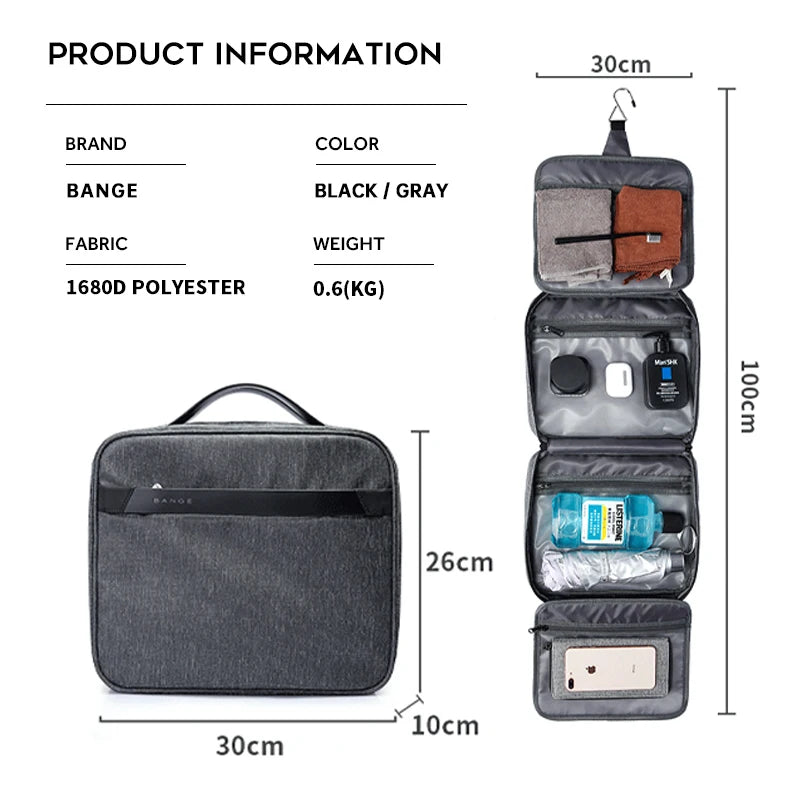 0016 BANGE Makeup Bag – Waterproof Travel Cosmetic Organizer for Women, Portable & Stylish