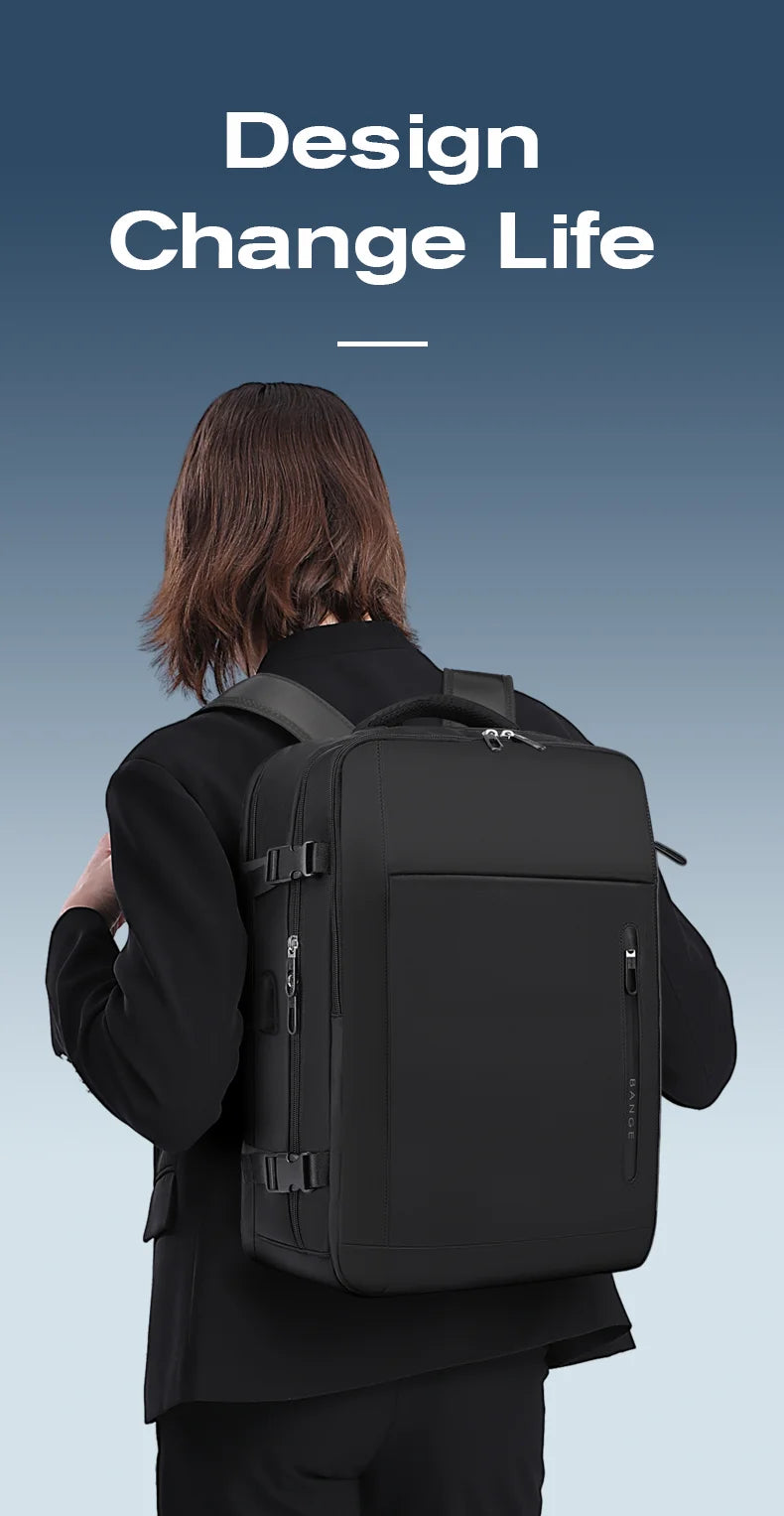 0018 BANGE Laptop Backpack – Waterproof 15.6 Inch Bag with USB Charging, Business & Travel