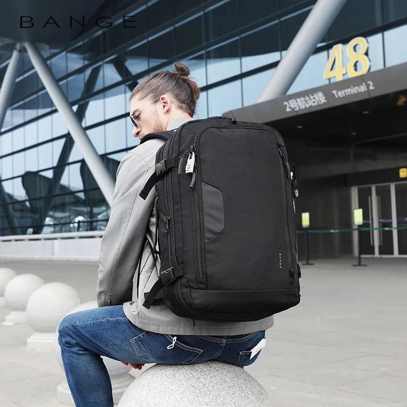 0014 BANGE Expandable Travel Backpack – Waterproof 15.6 Inch Laptop Bag, FAA Approved