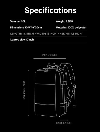 Big Big Bag #0036 - BANGE Expandable Travel Backpack – 17" Laptop, Vacuum Compression, Waterproof