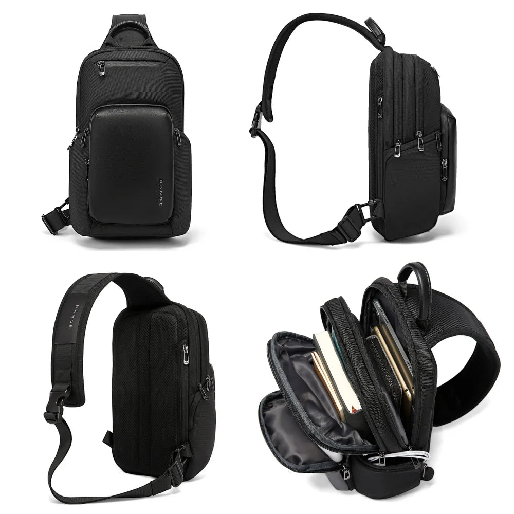 0051 BANGE Crossbody Bag – Waterproof Multifunction Sling Pack with Large Capacity
