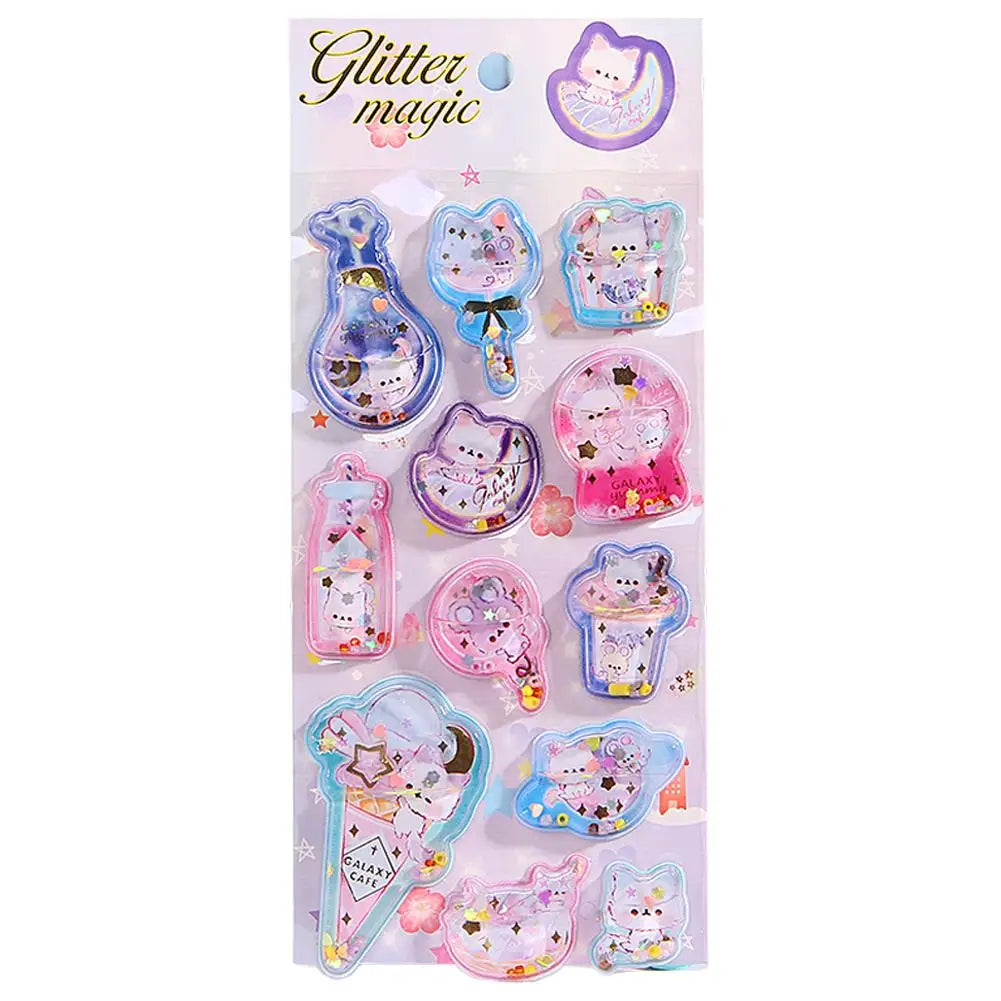 0118 Dynamic Cartoon 3D Shake Water Stickers – Cute DIY Decoration for School Stationery, Phone Case, Scrapbook & Student Supplies