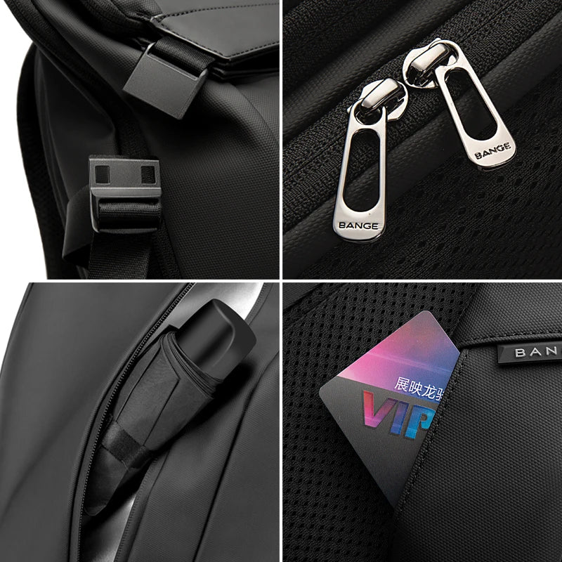 0023 BANGE Business Laptop Backpack – Waterproof 15.6 Inch Multi‑Compartment Travel & Work Bag for Men & Women