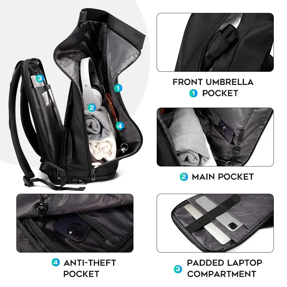 0043 BANGE Fashion Backpack – Waterproof 15.6 Inch Laptop Bag, Multifunctional Travel & School Rucksack