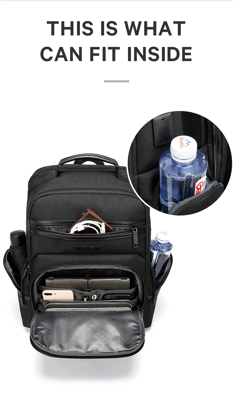 0057 BANGE Anti-Theft Laptop Backpack – Waterproof 15.6 Inch Oxford Bag with USB Charging for Men