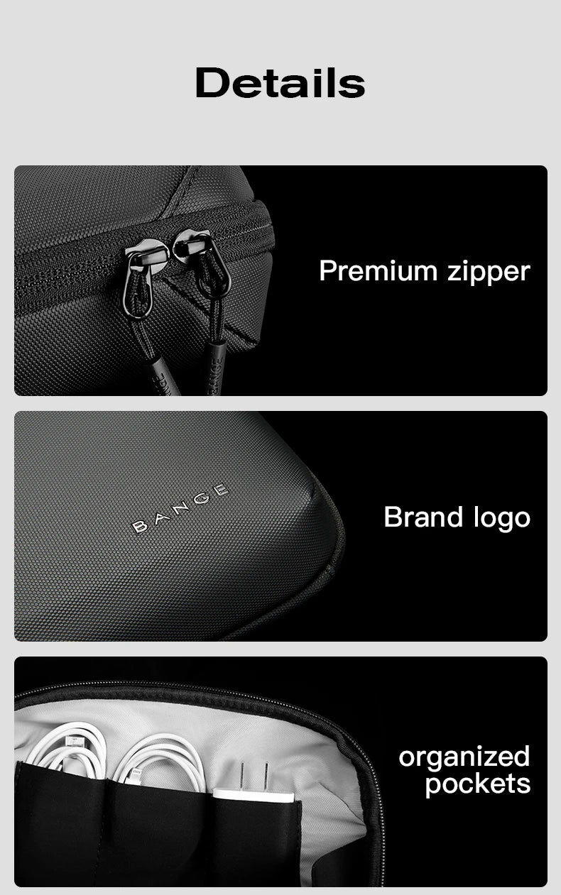 0059 BANGE Tech Pouch – Waterproof Oxford Multi-Layer Electronics Organizer Case, Portable Cable & Gadget Bag for Travel