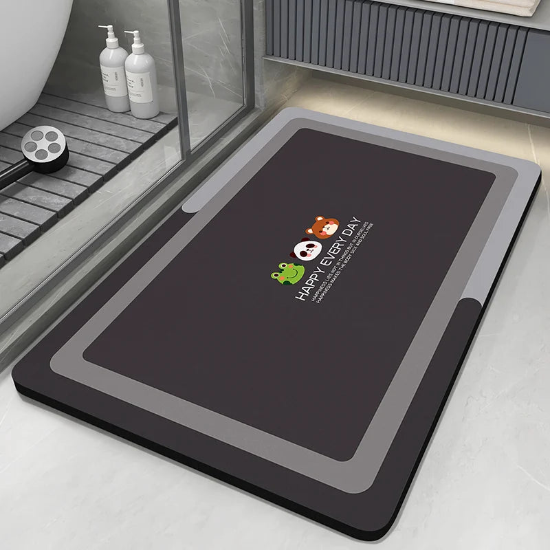 0093 Diatomaceous Earth Bath Mat – Absorbent Non‑Slip Quick Dry Bathroom Rug, Washable Toilet Pad