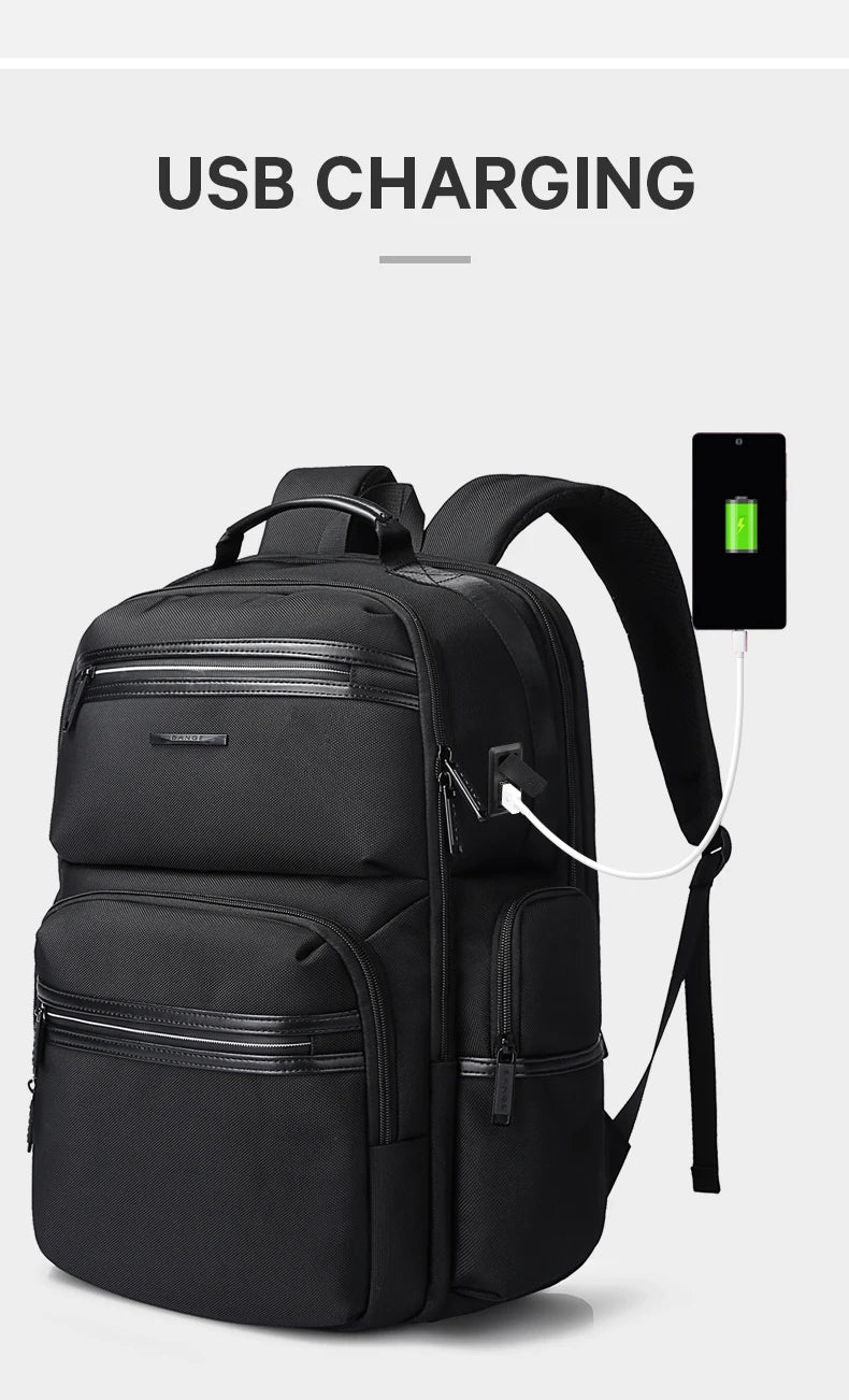 0057 BANGE Anti-Theft Laptop Backpack – Waterproof 15.6 Inch Oxford Bag with USB Charging for Men