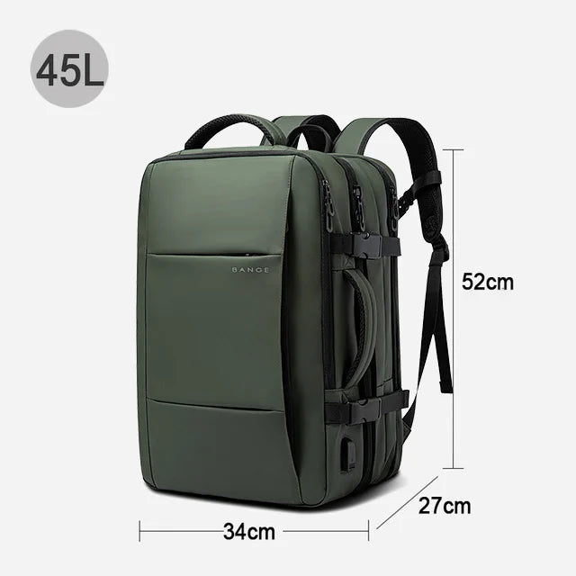 0015 BANGE Expandable Backpack – Waterproof 17 Inch Laptop Bag for Men, Travel & Work
