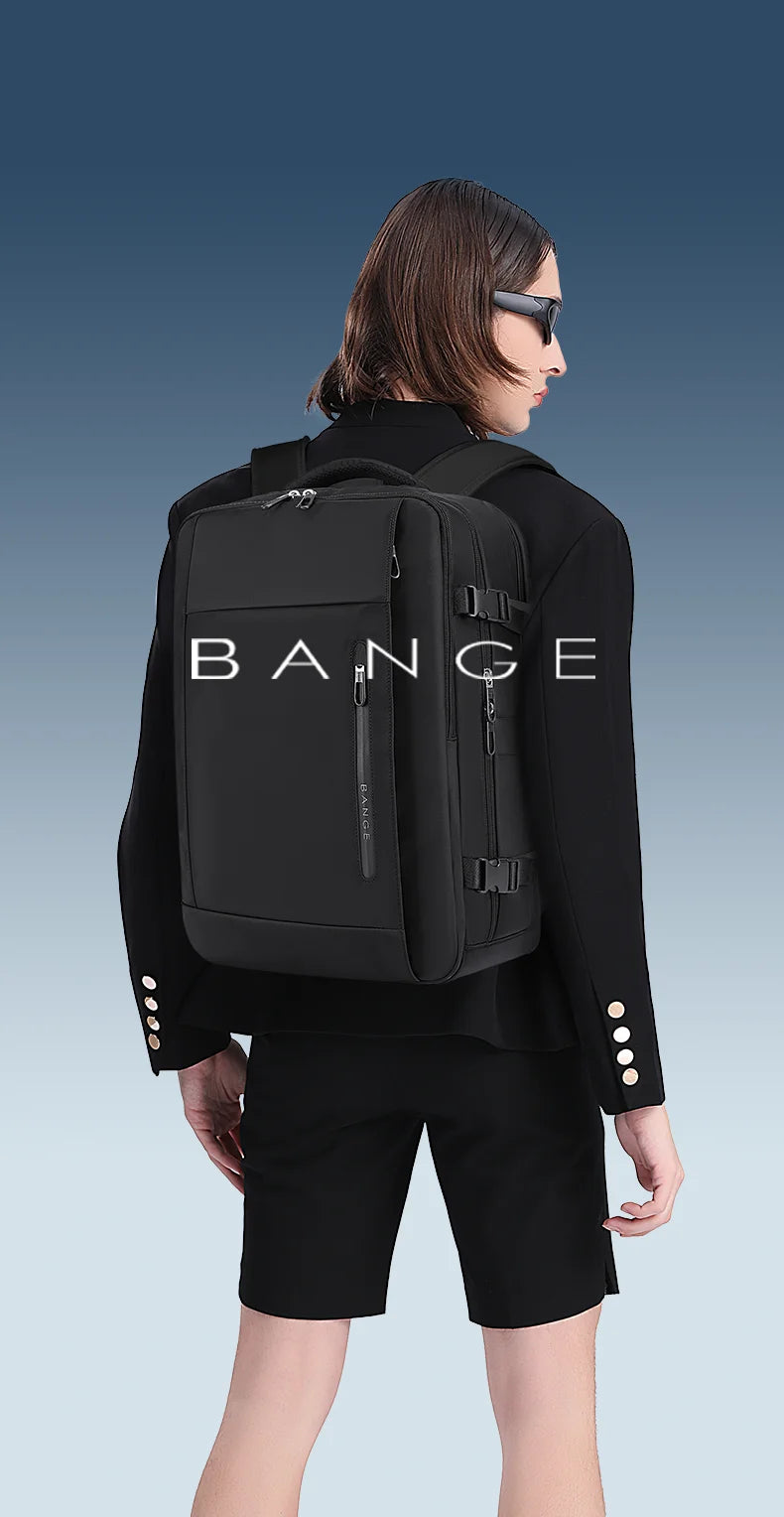 0018 BANGE Laptop Backpack – Waterproof 15.6 Inch Bag with USB Charging, Business & Travel