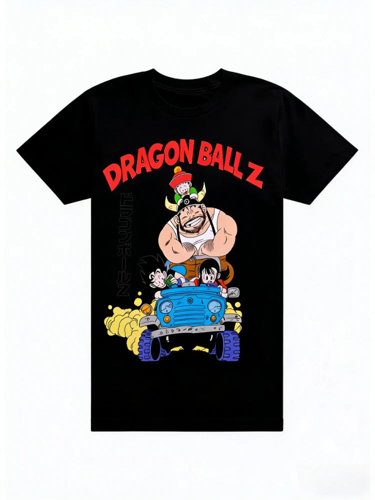 0090 Bandai Dragon Ball Z T‑Shirt – 2026 Group Drive Car Print, Men’s Short Sleeve, Parent‑Child & Plus Size