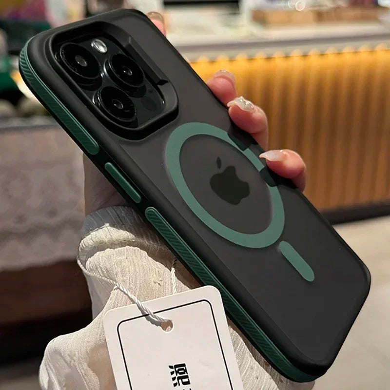 0069 Bicolor Matte Magnetic Case – iPhone 17/16 Pro Max, Translucent Shockproof Cover