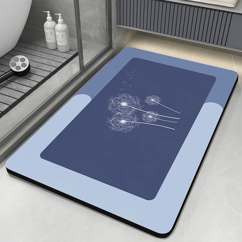 0093 Diatomaceous Earth Bath Mat – Absorbent Non‑Slip Quick Dry Bathroom Rug, Washable Toilet Pad