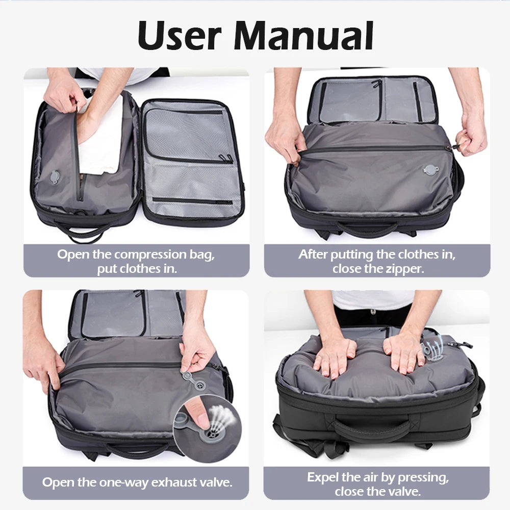 Big Big Bag #0036 - BANGE Expandable Travel Backpack – 17" Laptop, Vacuum Compression, Waterproof