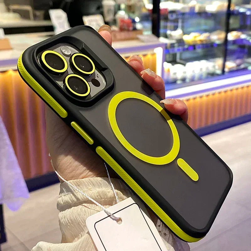 0069 Bicolor Matte Magnetic Case – iPhone 17/16 Pro Max, Translucent Shockproof Cover
