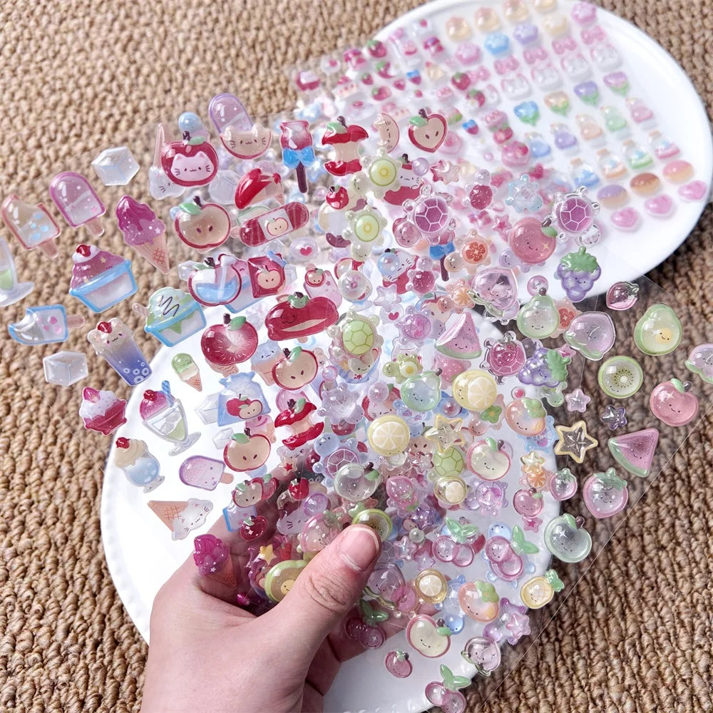 0122 Kawaii 3D Cartoon Relief Stickers – Cute Small Creative Elements for DIY Diary, Scrapbook & Handmade Decoration