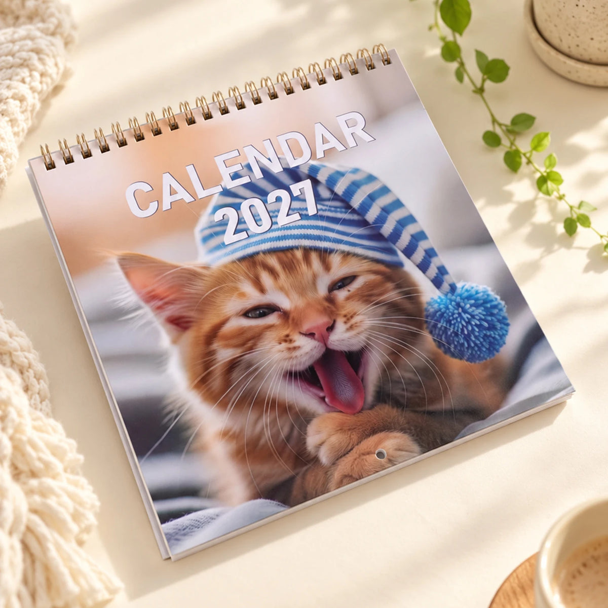 0146 Cats Chillin' With Coffee 2027 Calendar - 4 Styles Funny 21cm Wall Calendar | Cats Chillin' With Books 2027
