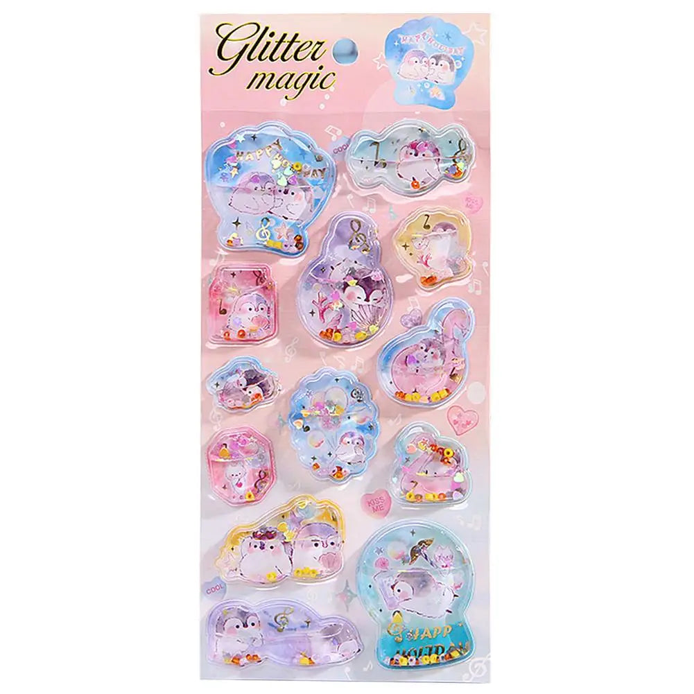 0118 Dynamic Cartoon 3D Shake Water Stickers – Cute DIY Decoration for School Stationery, Phone Case, Scrapbook & Student Supplies