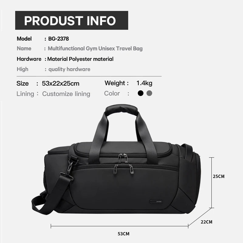 0017 BANGE Sports Gym Bag – Waterproof Duffel with Dry/Wet Separation for Men’s Fitness & Travel