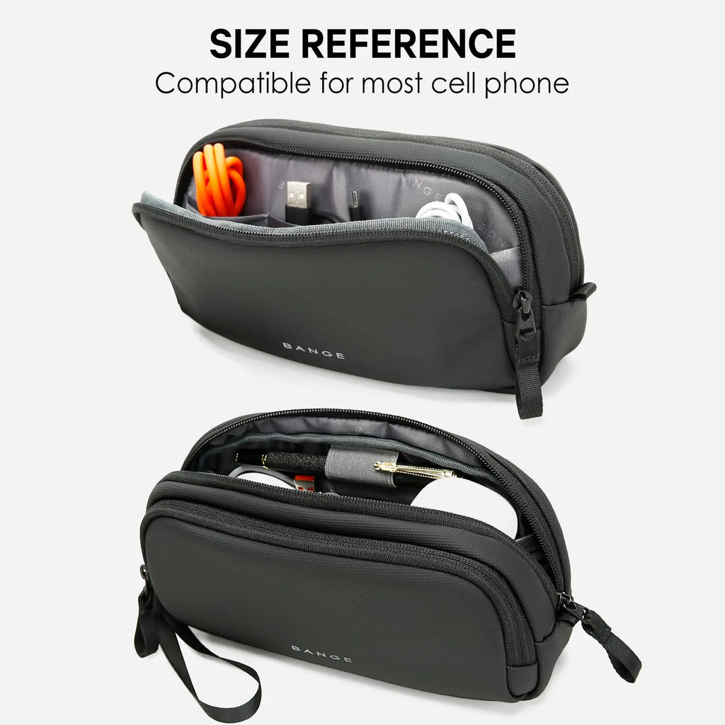 0058 BANGE Electronics Organizer – Waterproof Polyester USB Cable Storage Handbag, Travel Tech Case for Men & Women