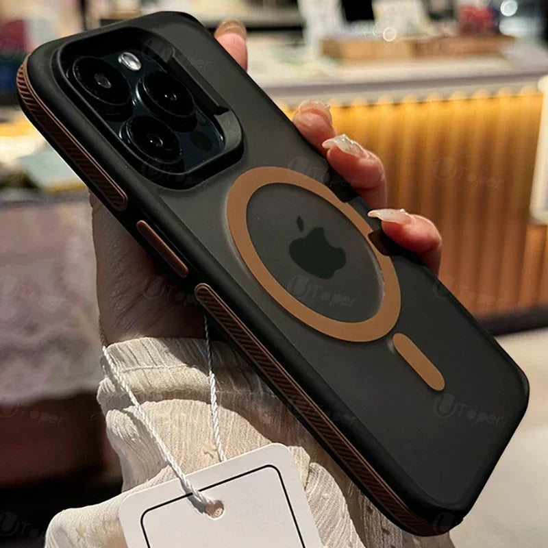 0069 Bicolor Matte Magnetic Case – iPhone 17/16 Pro Max, Translucent Shockproof Cover