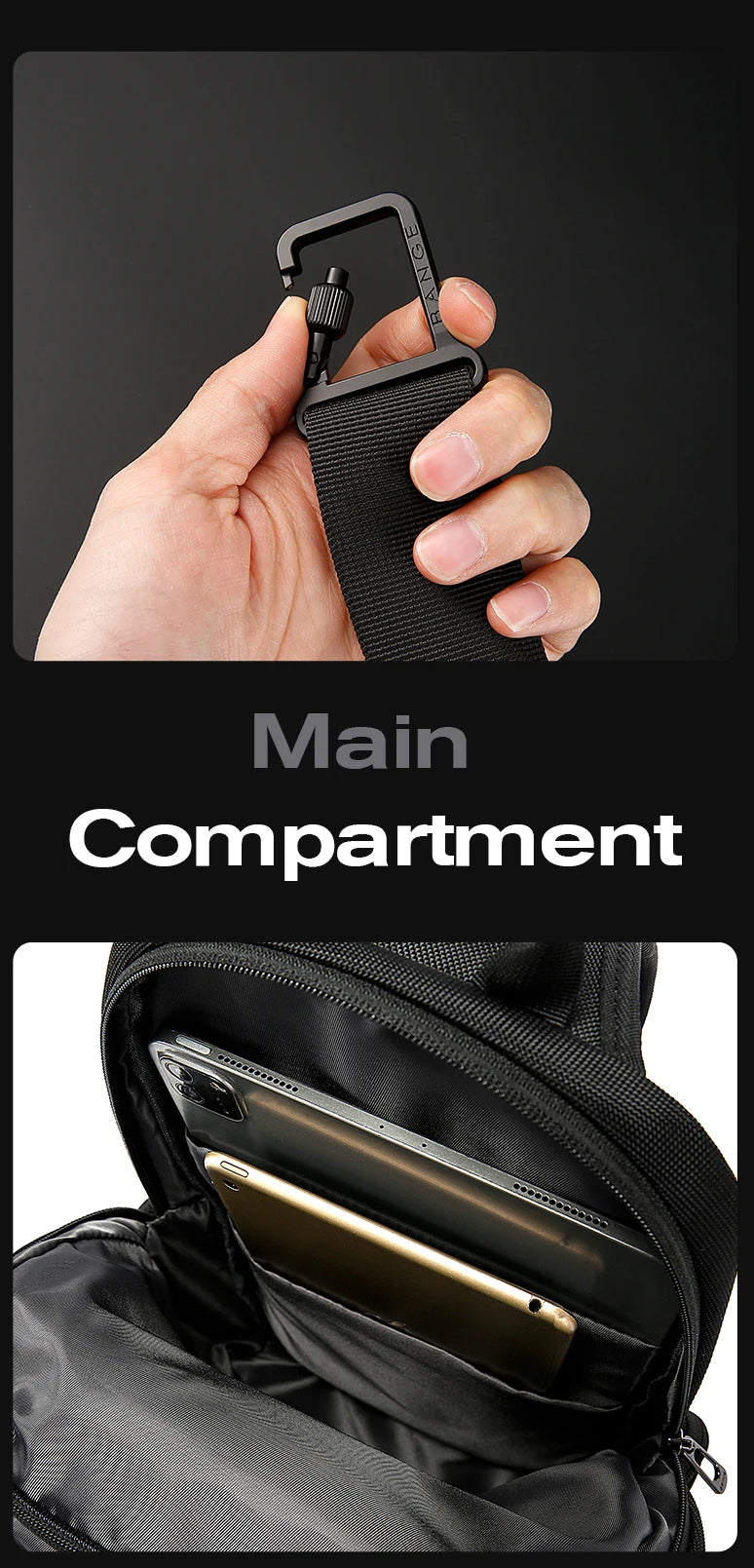 0051 BANGE Crossbody Bag – Waterproof Multifunction Sling Pack with Large Capacity