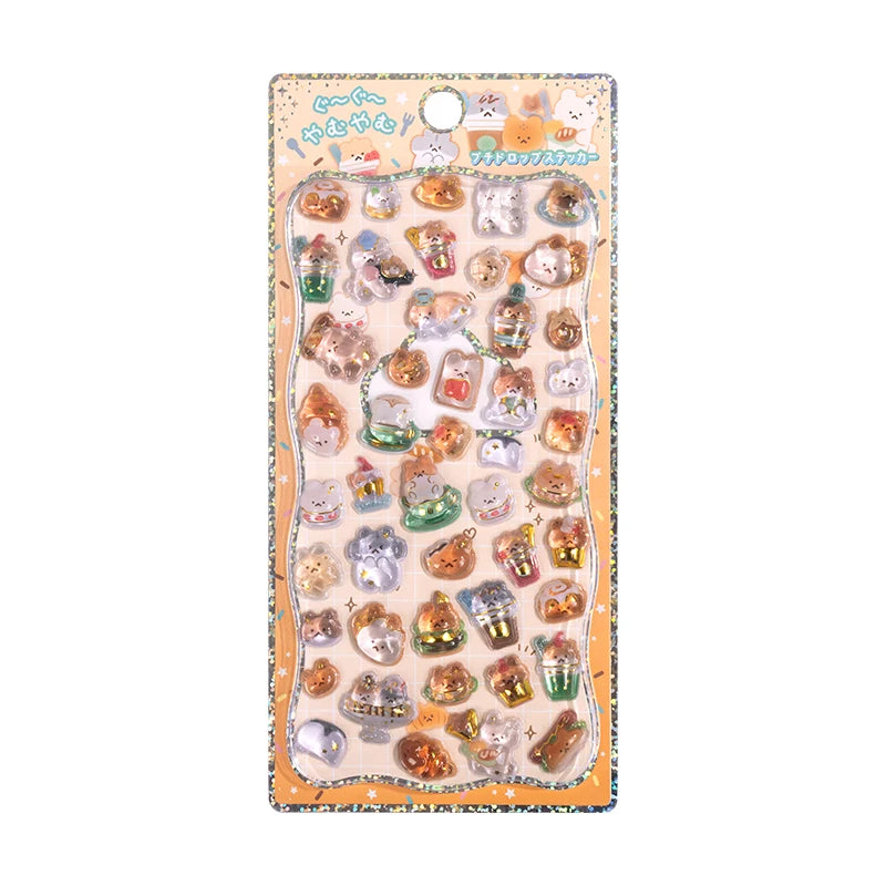 0117 Mini Japanese Style 3D Drop Relief Stickers – Cute Cartoon DIY Scrapbooking, Journaling, Stationery, Diary & School Decoration