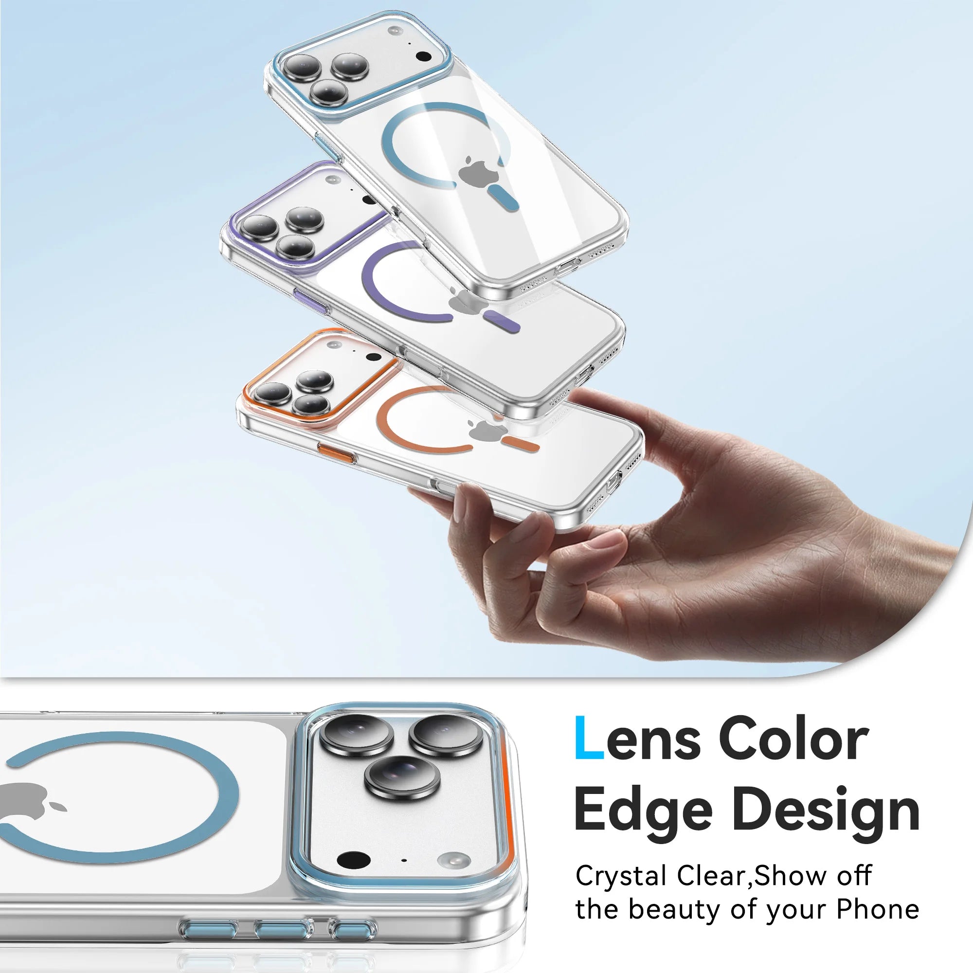 0071 Luxury Clear Magnetic Case – iPhone 17/16 Plus & Pro Max, MagSafe Shockproof Cover
