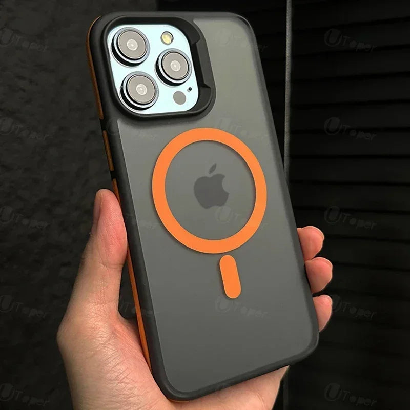 0069 Bicolor Matte Magnetic Case – iPhone 17/16 Pro Max, Translucent Shockproof Cover