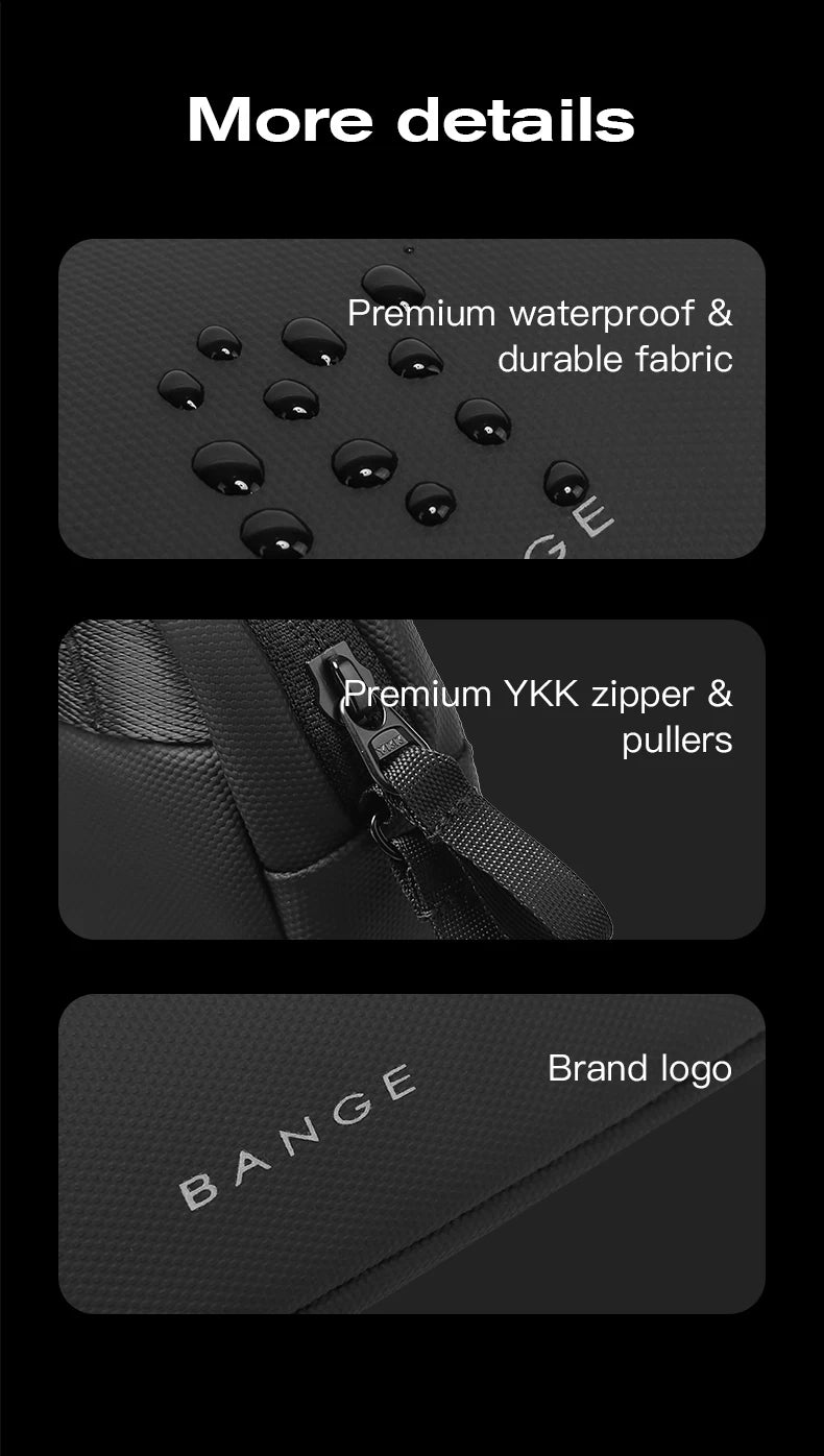 0058 BANGE Electronics Organizer – Waterproof Polyester USB Cable Storage Handbag, Travel Tech Case for Men & Women
