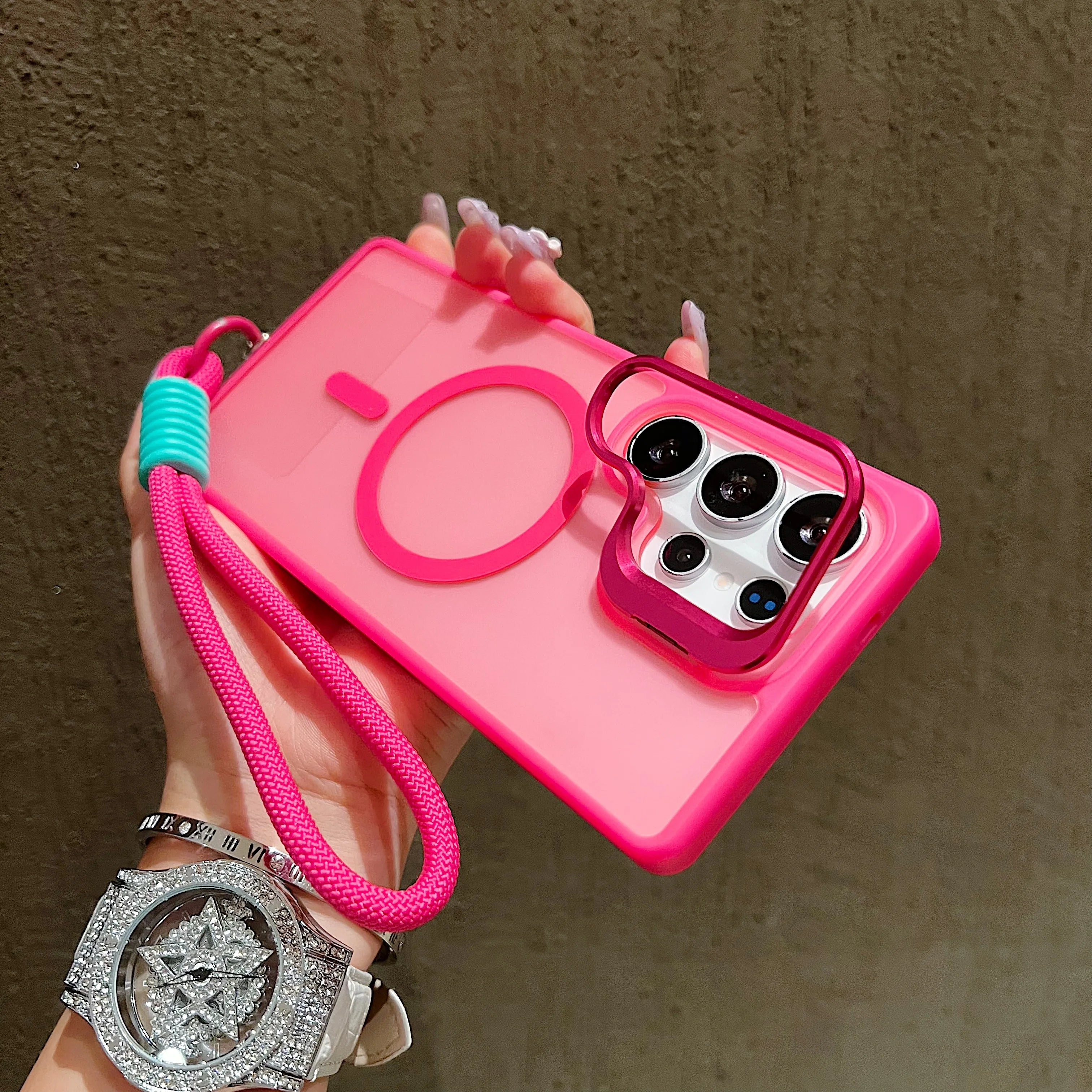 0070 Samsung Galaxy Magnetic Case – Translucent Shockproof Cover with Lanyard, Fits S26/S25/S24 Ultra, Plus, FE, A Series