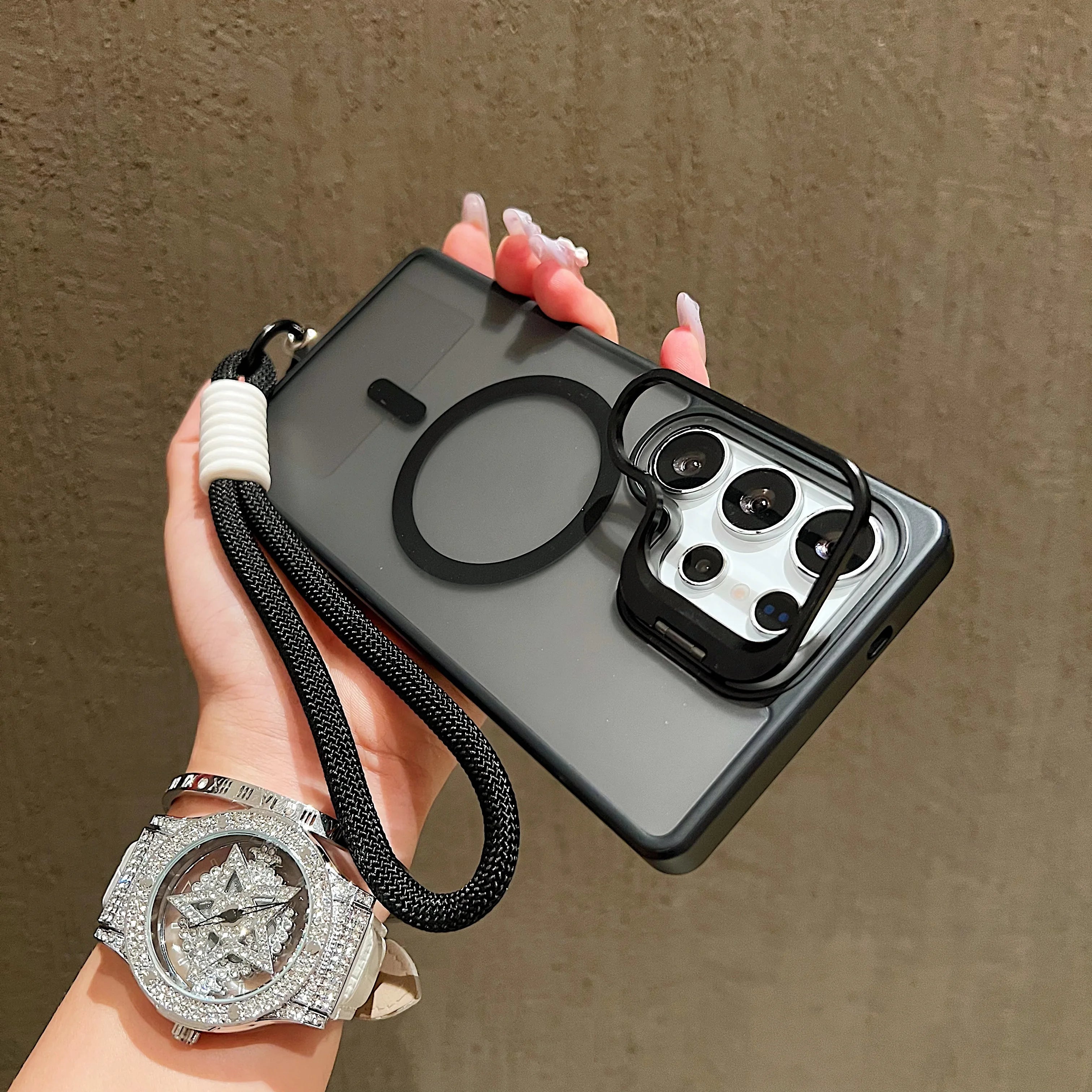 0070 Samsung Galaxy Magnetic Case – Translucent Shockproof Cover with Lanyard, Fits S26/S25/S24 Ultra, Plus, FE, A Series