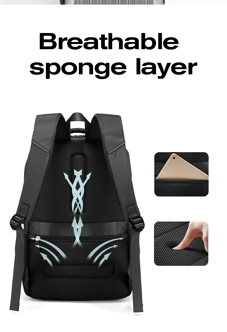 0032 BANGE Laptop Backpack – Waterproof 15.6 Inch Large Capacity Business & Travel Bag for Men & Women
