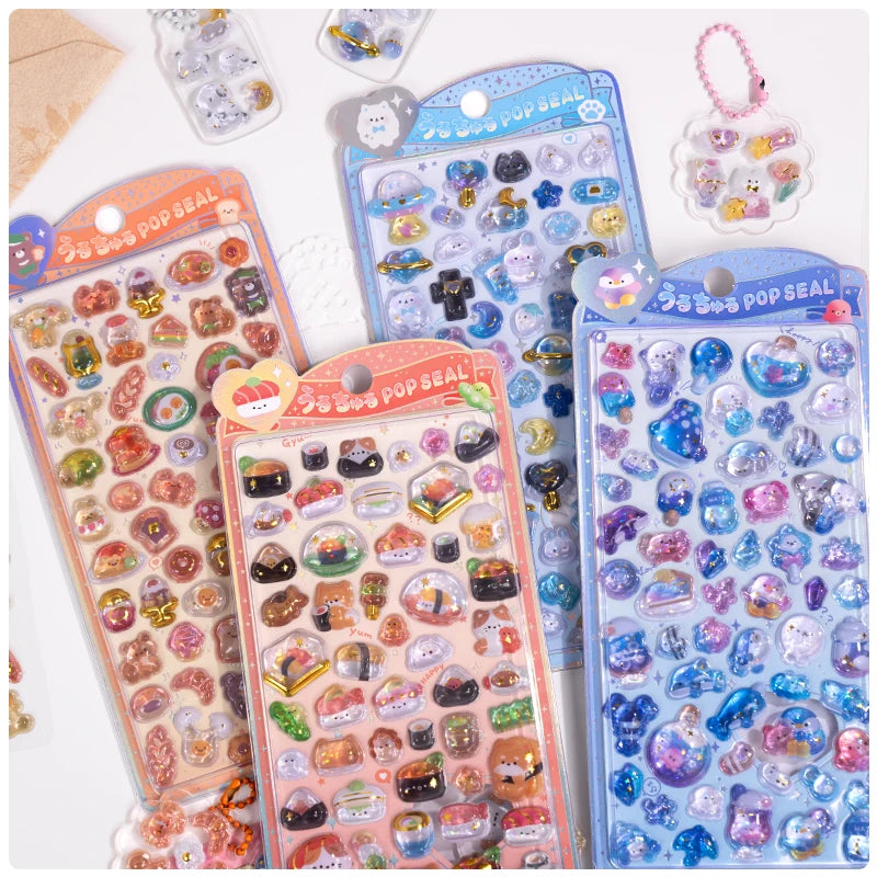 0117 Mini Japanese Style 3D Drop Relief Stickers – Cute Cartoon DIY Scrapbooking, Journaling, Stationery, Diary & School Decoration